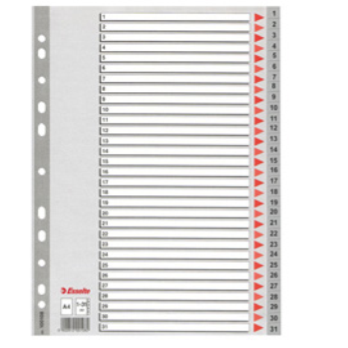 Separatore in PPL grigio numerico 1-31 f.to A4 ESSELTE